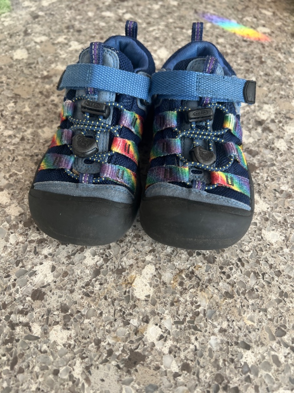 KEEN Kids 10T Navy Blue Shoes with Rainbow Straps